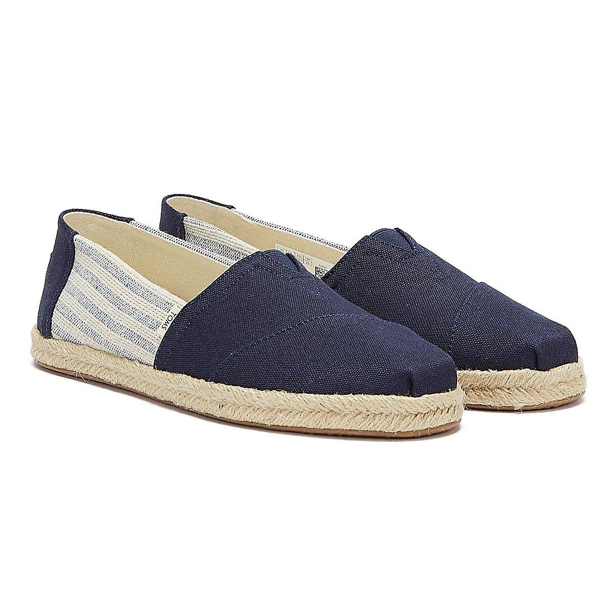 TOMS Womens Navy Blue University Stripe Classic Espadrilles