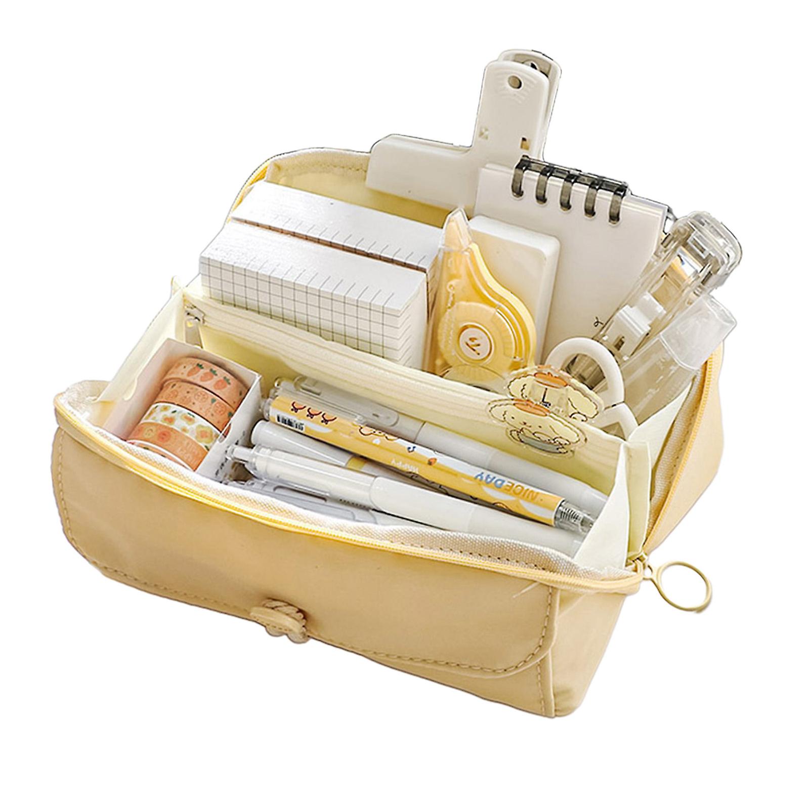 Lovely Multi Layer Pencil Storage Bag Durable Pen Case Pouch Storage Bag for Office College School