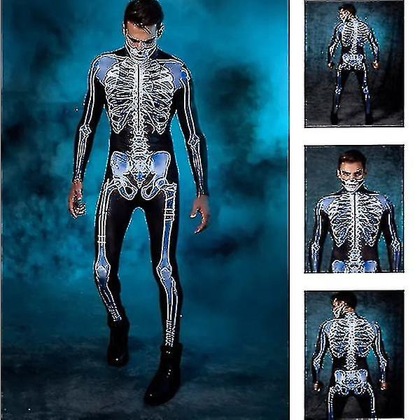 هالوين الهيكل العظمي 3D الطباعة زي العظام الجمجمة نحيف Bodysuit بذلة مثير الجمجمة Bodysuit