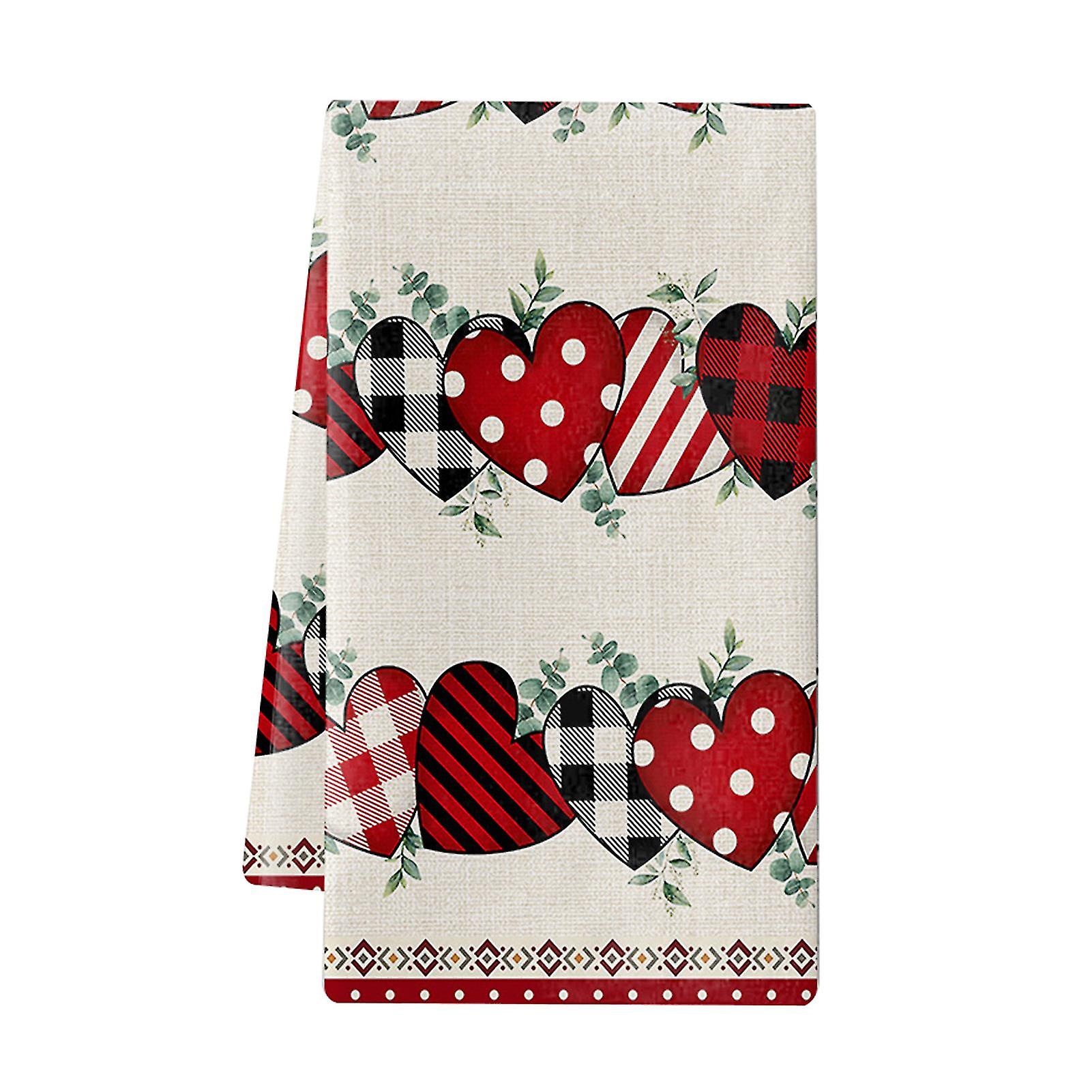 منشفة أطباق ناعمة قابلة للغسل امتصاص قوي رائعة عيد الحب قلب طباعة طبق منشفة اليد اكسسوارات المطبخ