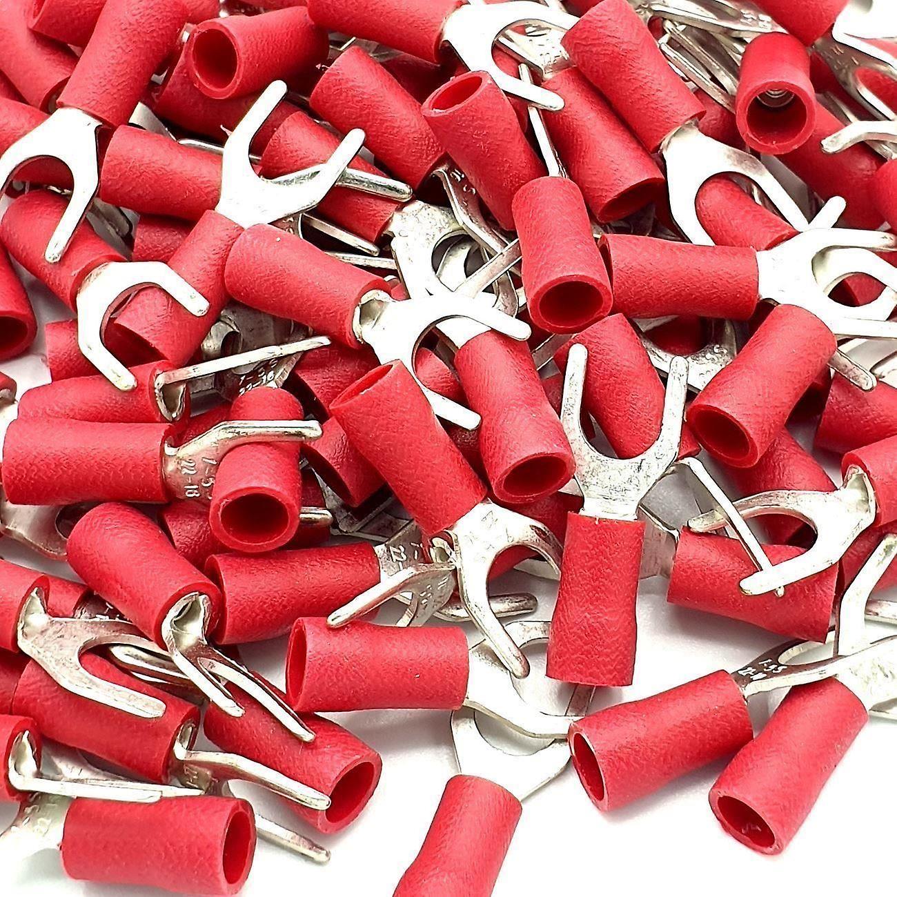 100 x Red Cable Crimp Fork Spade Terminals Connectors Fruugo UK