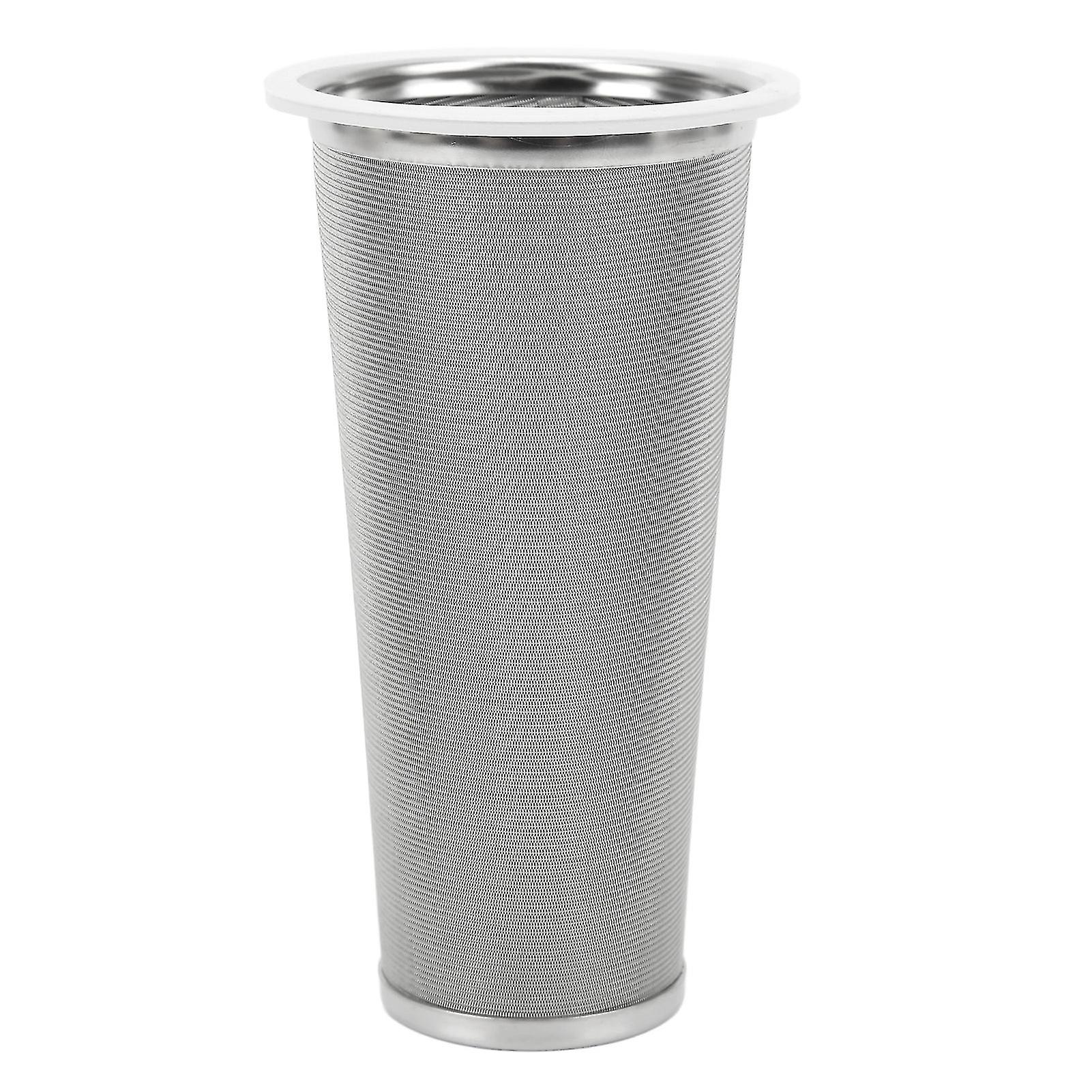 304 Stainless Steel Cold Brew Coffee Filter Cone Mesh with White Rubber Circle Mesh Coffee Brew Infuser for Fruit Drink 8x15cm/3.1x5.9in