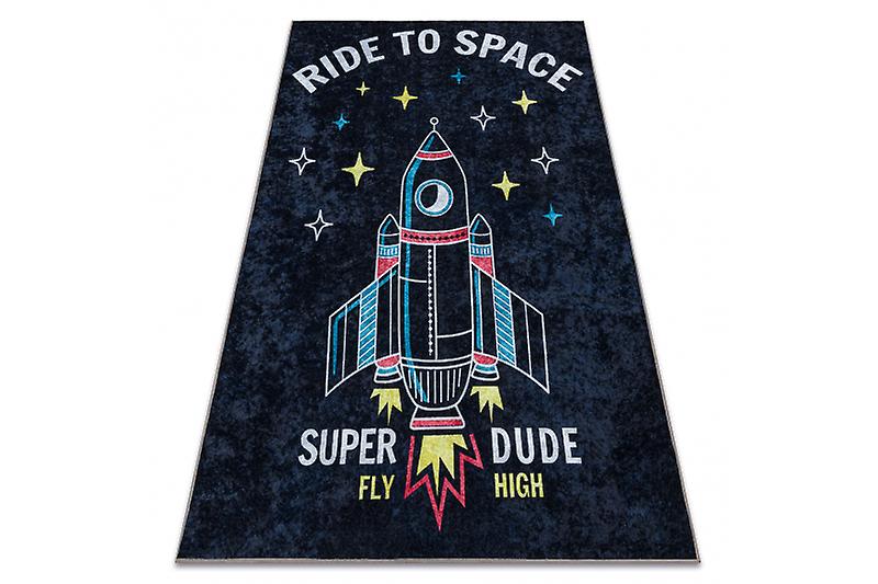 JUNIOR 52069.801 washing carpet Space, rocket for children anti-slip - black