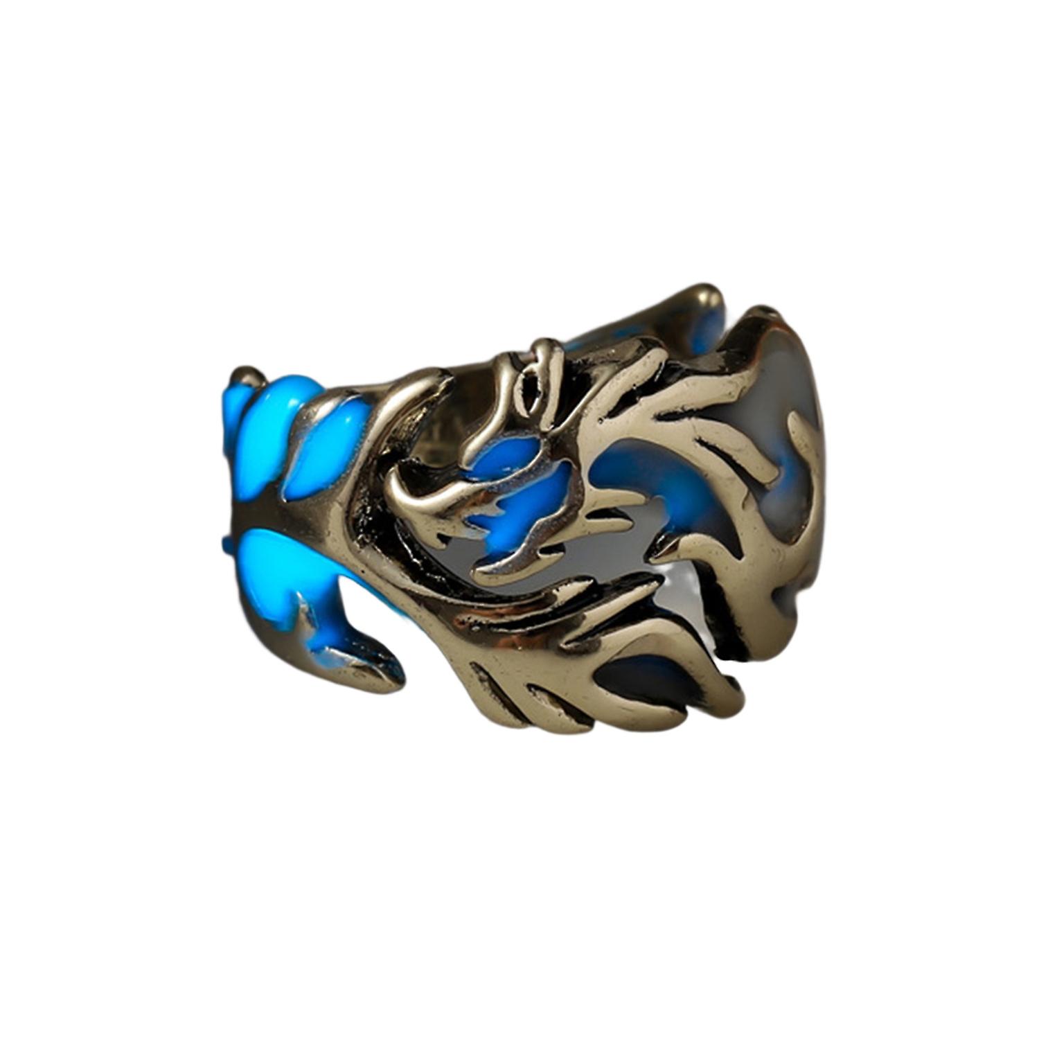Finger Ring Glow in The Dark Adjustable Electroplating Carving Geometric Decoration Fashion Item Men