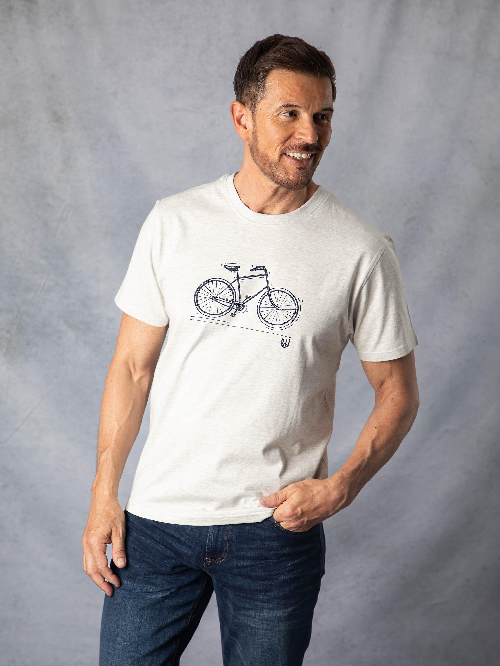 Bicycle Printed T-Shirt in Grey Marl
