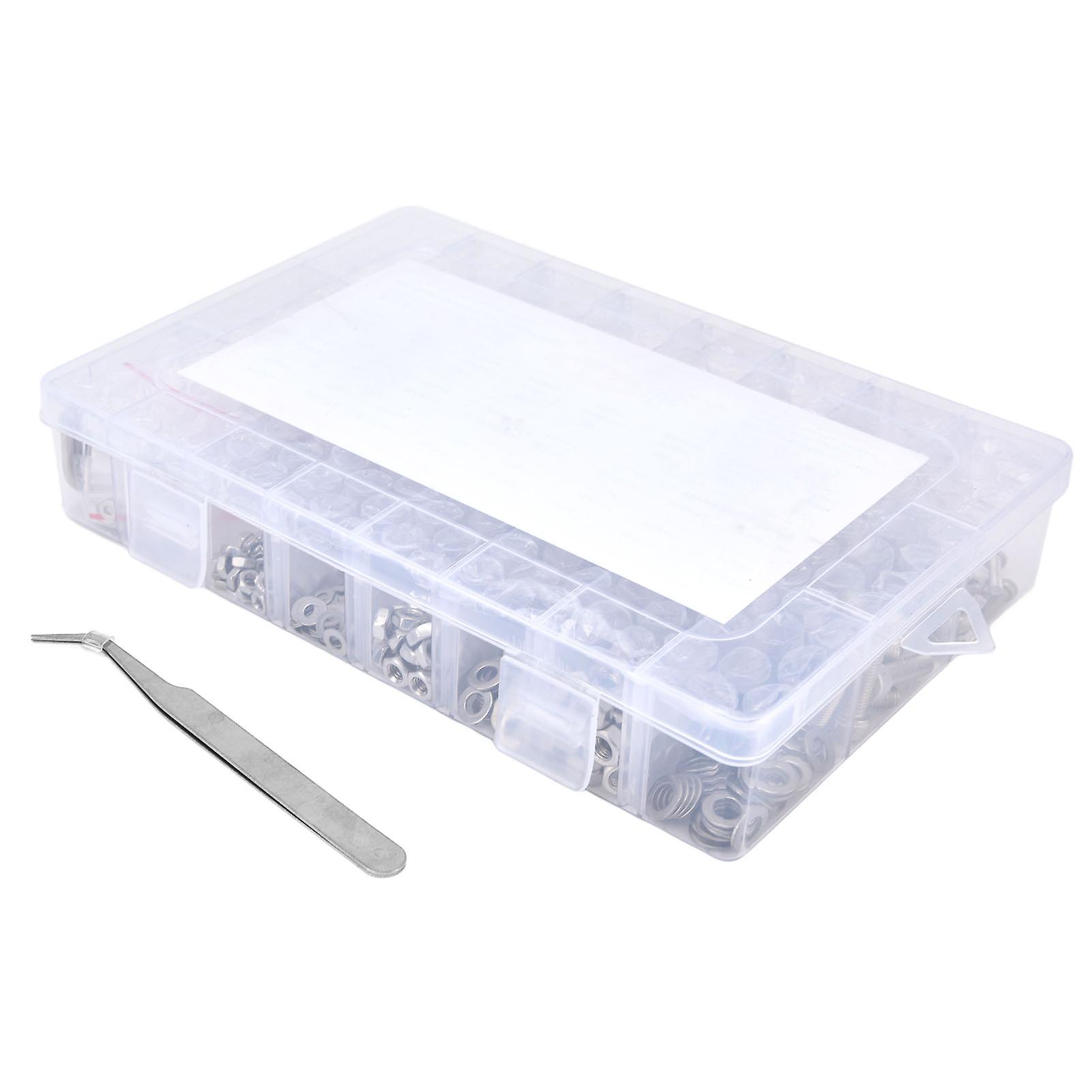 580Pcs 304 Stainless Steel M2-M5 Hex Socket Screws Nuts Washers Kit