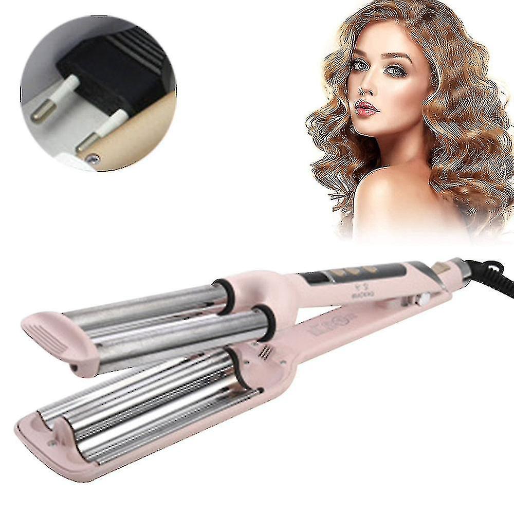 Beach Wave Curling Iron 3 Barrel Deep Hair Waver Ceramica Waving Wand Beachy Crimper Hair Iron Calore regolabile Doppia tensione