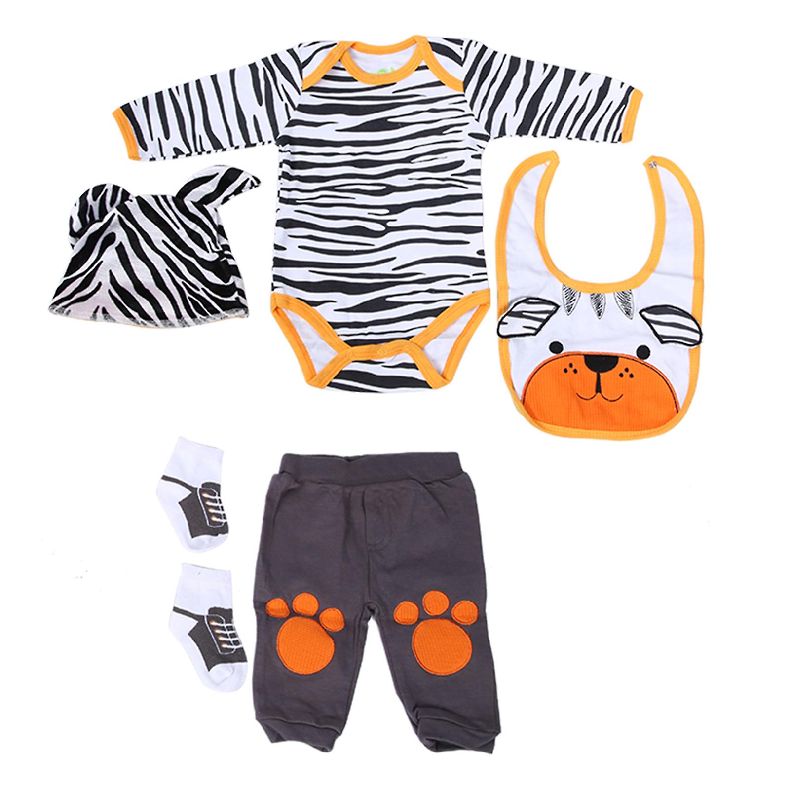 Simulation Infant Doll Clothes Set Cute Striped Cartoon Bear Clothes for 20‑22 Inch Doll
