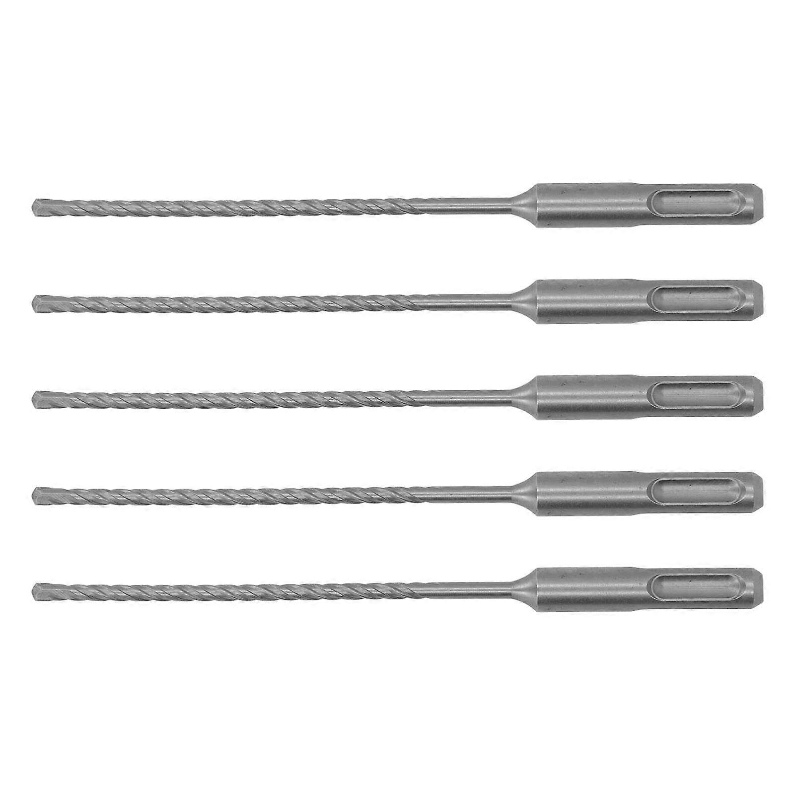 5 Pcs Rotary Hammer Drill Bit 160mm Length 2 Flute Self Centering Carbide Tip Impact Drill Bits for Brick Stone Concrete 4mm/0.16in