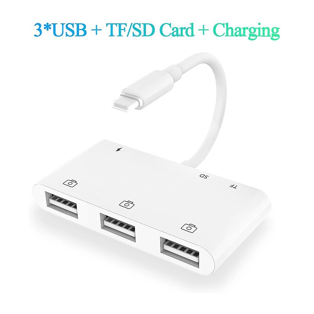 SD TF-Kartenleser für iPhone / iPad USB-OTG-Adapter-Hub-Kamera-Verbindungskit mit Lightning-Anschluss für Keyboards / MIDI-Schnittstellen ~ 22480