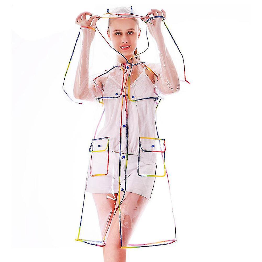 Erwachsene Transparent Verdickt Kapuze Langärmel Wasserdichter Regenmantel Poncho Regenbekleidung