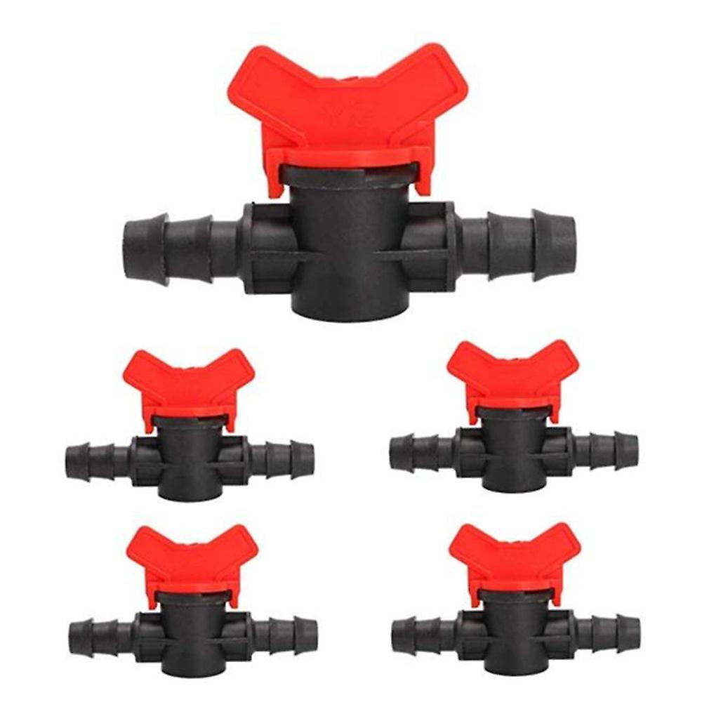 5Pcs PE Hose Valve Irrigation Stopcock Flow Regulator Plastic Hose Valve 10mm Drip Irrigation Parts Red Black Water Flow Control Valve for Water Hose