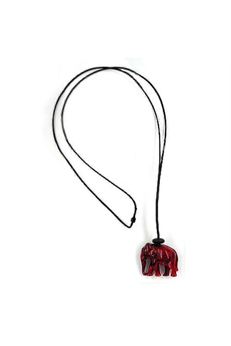 Necklace Elephant Red Marbled - Gl01140