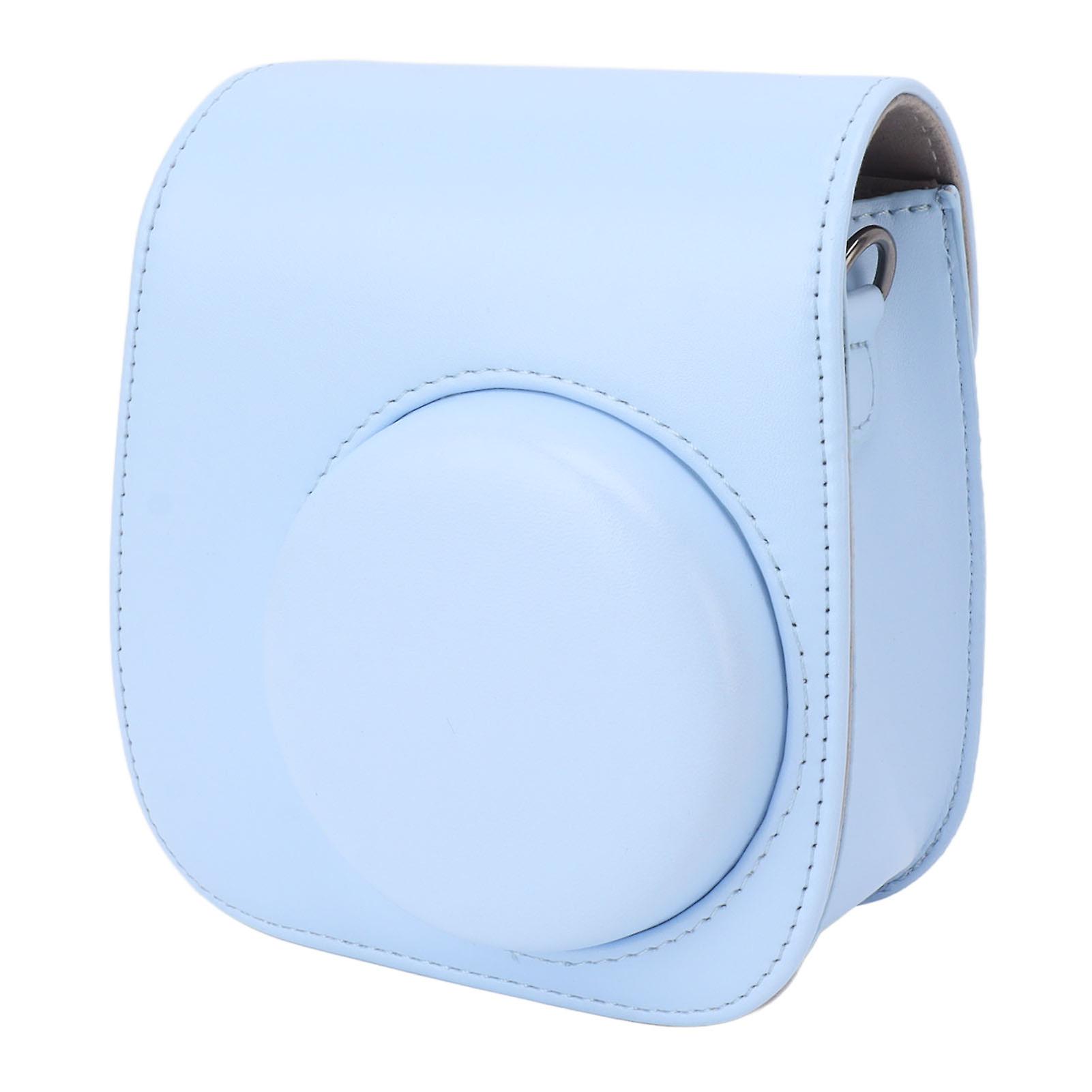 Instant Camera Bag PU Leather Instant Camera Bag Adjustable Strap Instant Camera Case for Traveling Camping Blue 