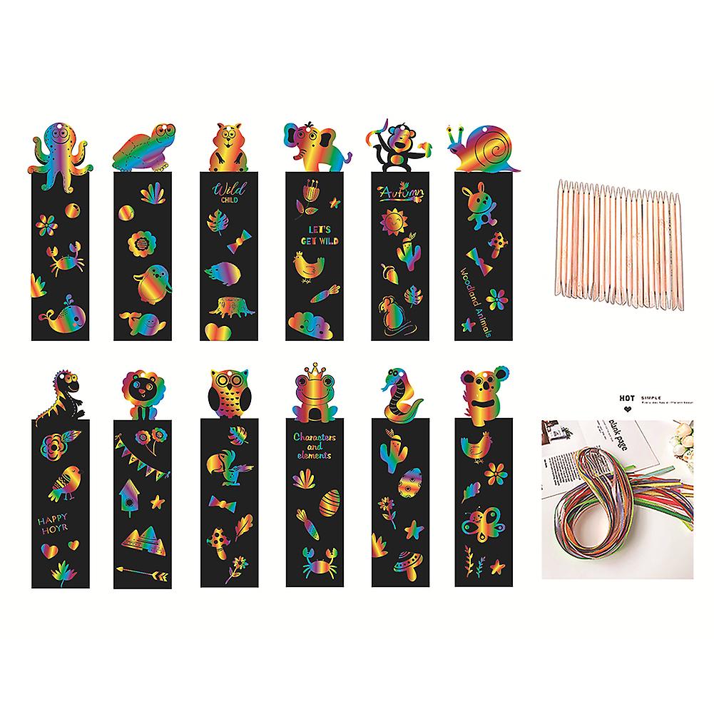 Animal Shape Scratch Paper Bookmarks Rainbow Paper Bookmarks Crafts Bookmarks