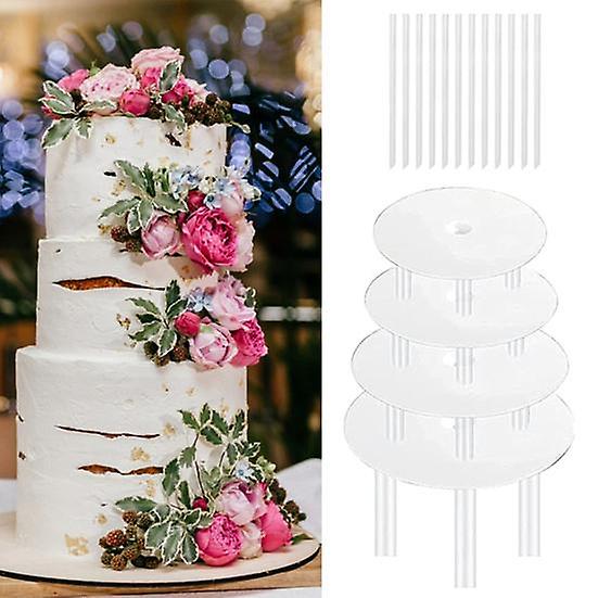 1 Set Cake Separator Plates Sturdy Stacking Plastic Convenient 12 Bars 4 Boards for Cakes of 4/6/8/10 Inches