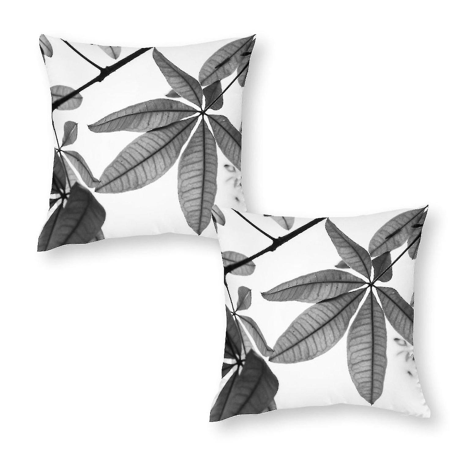 Grayscale photography of botanical print pillowcase