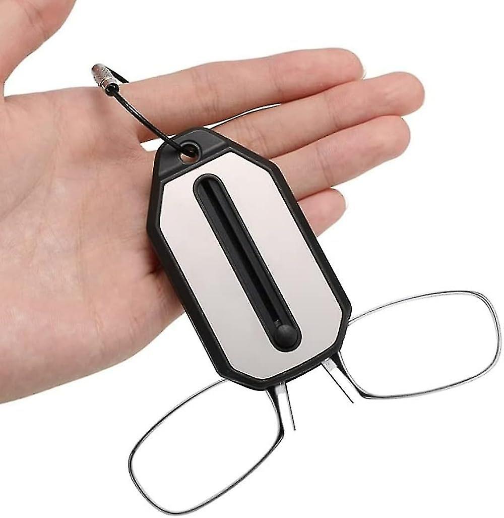 Portable Mini Keychain Reading Glasses Without Pincher, Foldable Keychain Case And Reader, Nose Clip Reading Glasses-Good
