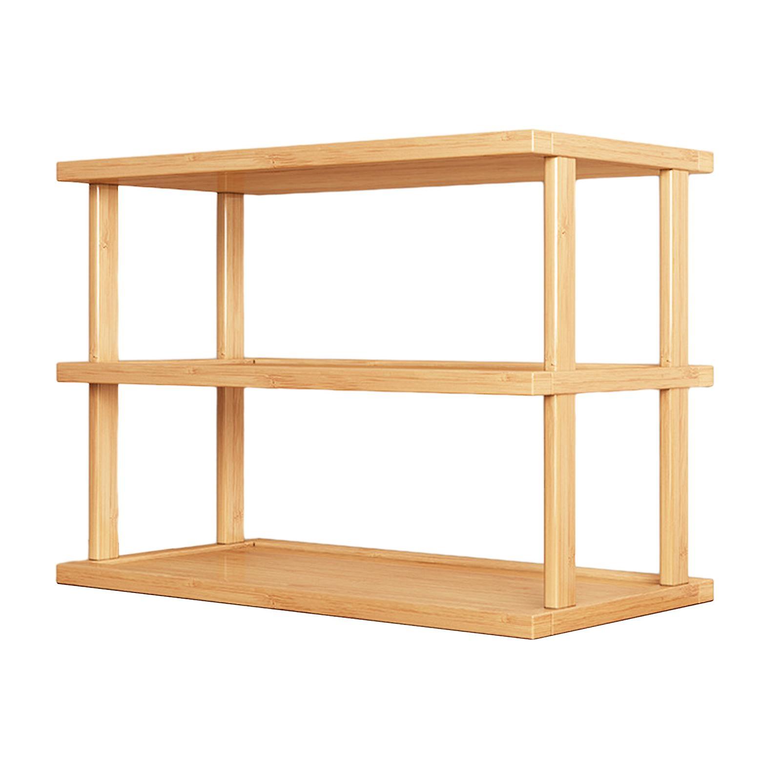 Desktop Organizer 2 Layer Tabletop Stand Display Shelf for Kitchen Apartment Brown