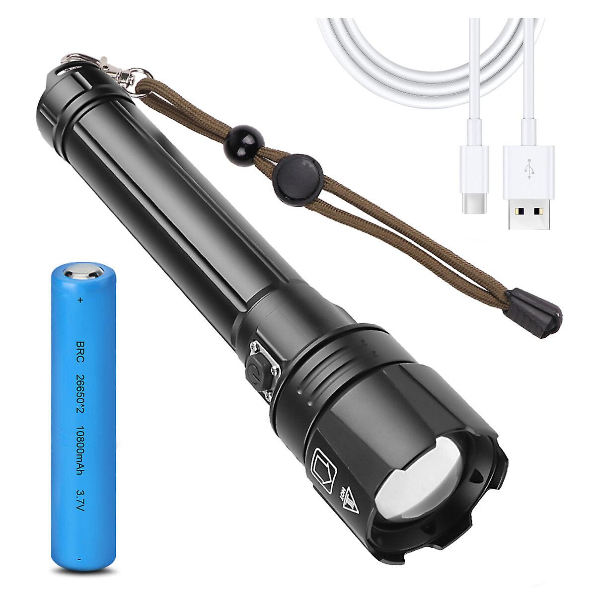 Telescopic Zoom Flashlight 26650 Usb Charging Waterproof Led Torch For Outdoor Camping Fishing