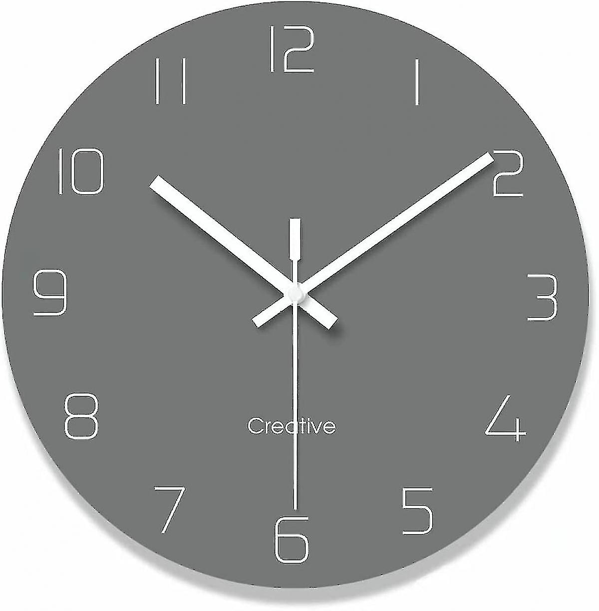 数字付きキッチンモダン壁掛け時計、丸い壁の装飾時計、サイレントノンカチカチデジタルハング