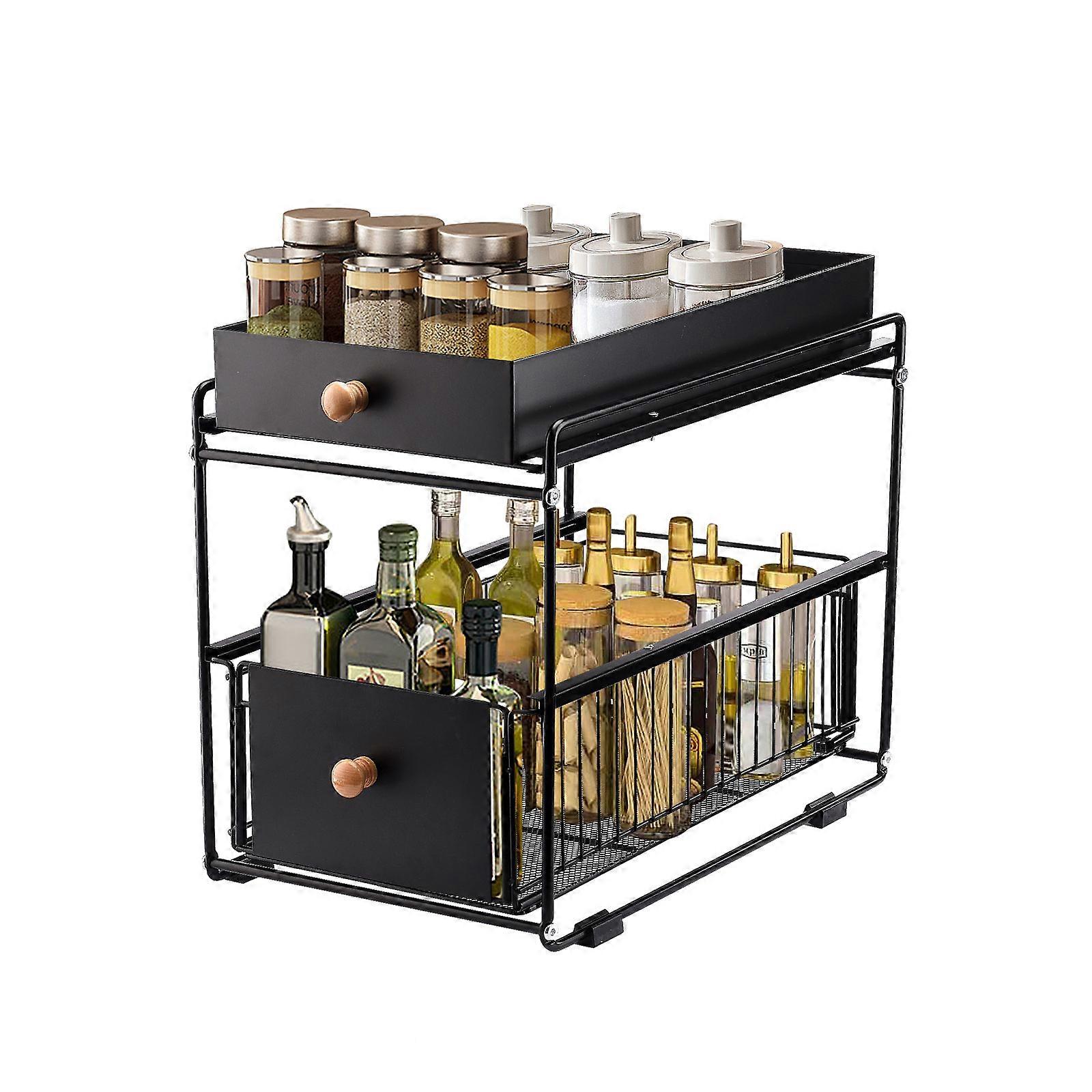 Under-Sink Kitchen Organizer with Removable Dual Drawers