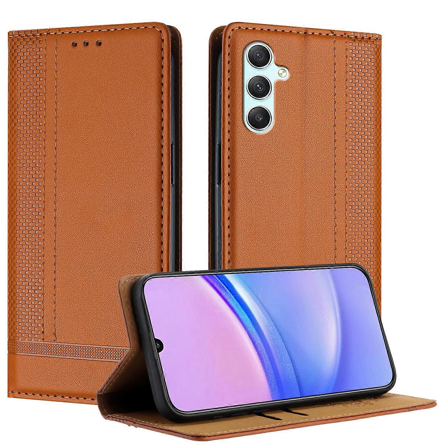 Case For Samsung Galaxy A34 5G, Vintage Stitch Leather Wallet Case Card Slot Kickstand Magnetic Closure Shockproof Flip Folio Case Cover