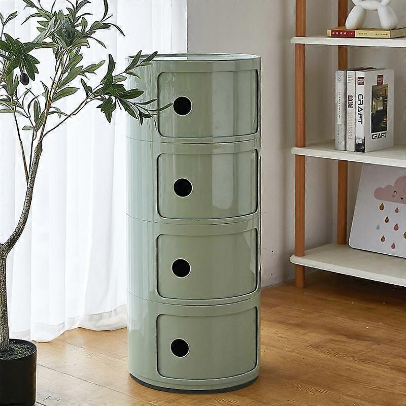 Storage Drawer Unit 4 Tier Round Plastic Storage Unit Cabinet Green