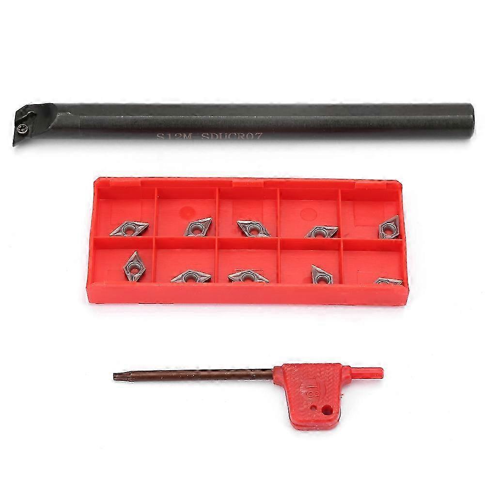 S12m sDUCR0 Lathe Grooving Turning Tool Holder   10pcs DCMT0702 Carbide Inserts  Wrench