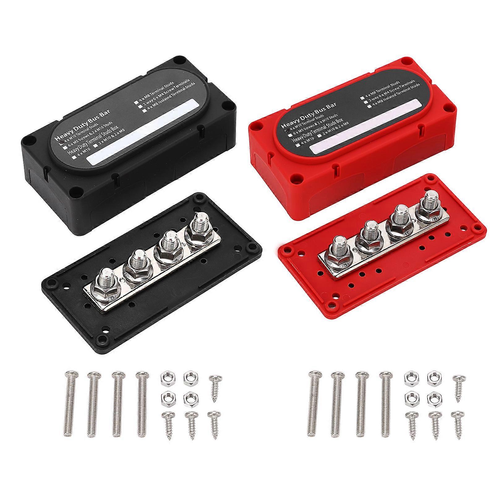 2pcs Power Distribution Block 4 Studs 300A Battery Bus Bar Universal for 1248V Car RV Yacht Boat NO.05136