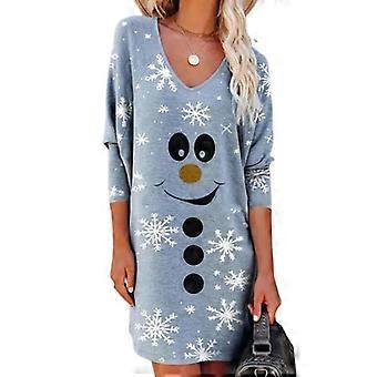Christmas Snowflake Printed V Neck Dress Women Xmas Snowman Long Sleeve  Winter Mini Dresses | Fruugo NO