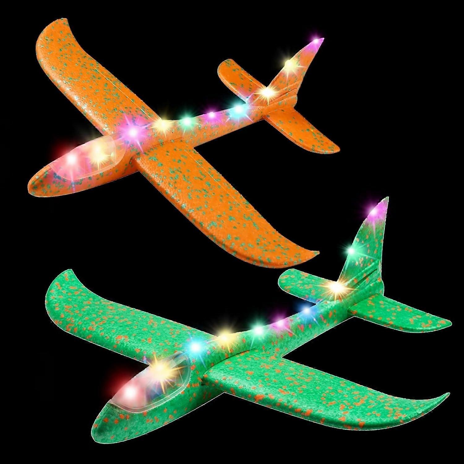 2 pcs Flashing Luminous Glider Plane 2 Flight Mode Aerobatic Superb Charming Shining Foam Airplane c