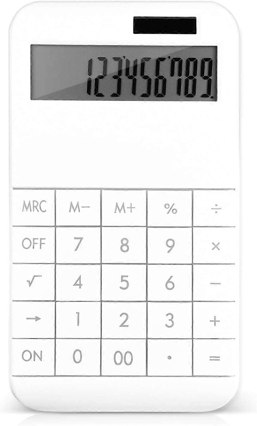 Basic Standard Calculator 12 Digit Desktop Calculator with Large LCD Display for Office, School, Home & Business Use, Modern Design - White