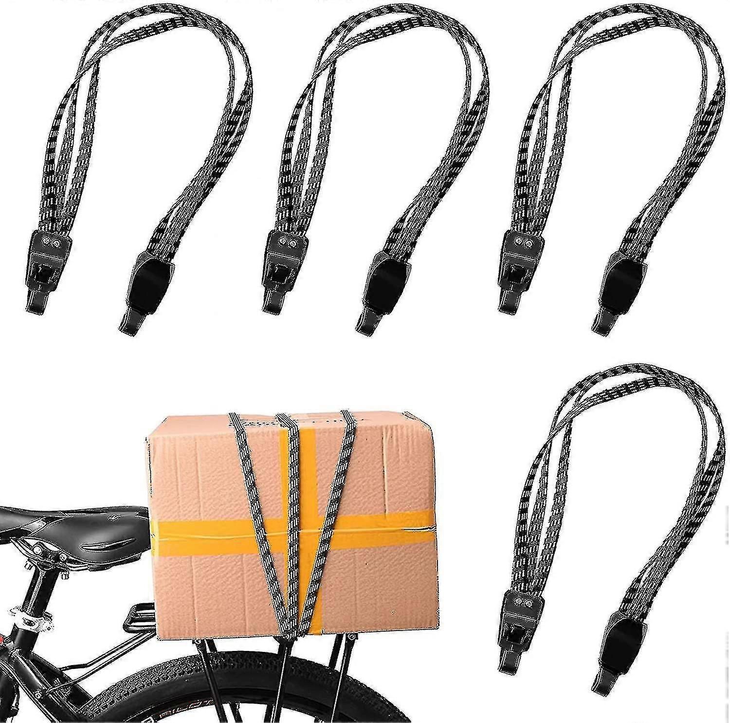 4 stk elastiske elastiksnore med kroge, 3 i 1 bagagebærerstropper, bungee tensioner cykel bagagerem - HE