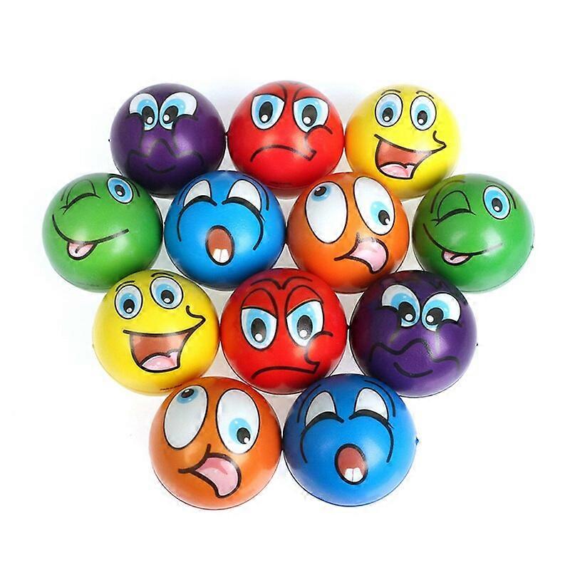 6pcs 6.3cm Stress Balls Grimace Smiley Laugh Face Soft Foam Pu Squeeze Squishy Balls Toys For Kids Children Adults - Toy Balls