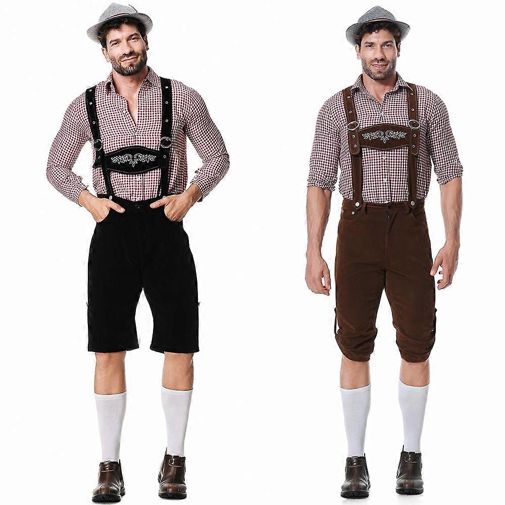 Erkek Kostümler Giyim Yetişkinler Oktoberfest Alman Bavyera Şort Kıyafet Tulum Gömlek Şapka Jartiyer Kısa Set Cadılar Bayramı Kostüm