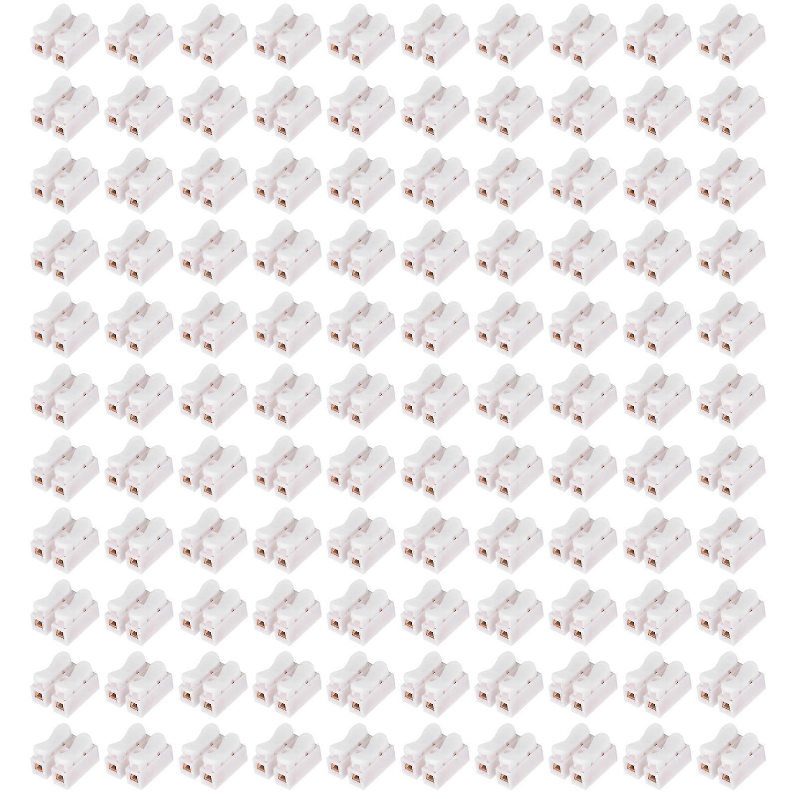 500Pcs 2 Pin Push Cable Connector Terminal Pure Brass Wire Quick Connect Clamp Parts CH-2