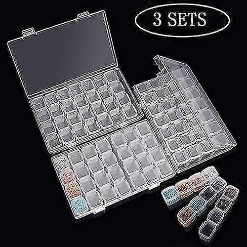 2024 Diamond Stick Box 3pcs Each Clear Storage Box With 28 Mini Compartments Grid, 5d Diamond Painting An