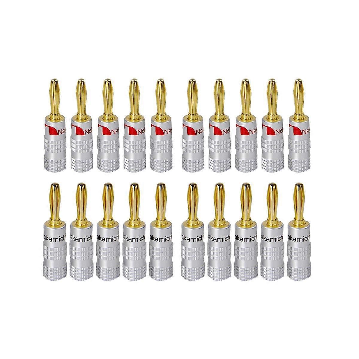 20PCS Βύσματα μπανάνας 24K επιχρυσωμένο 4mm HiFi Banana Connector με βιδωτό κλείδωμα για Audio Jack Speake