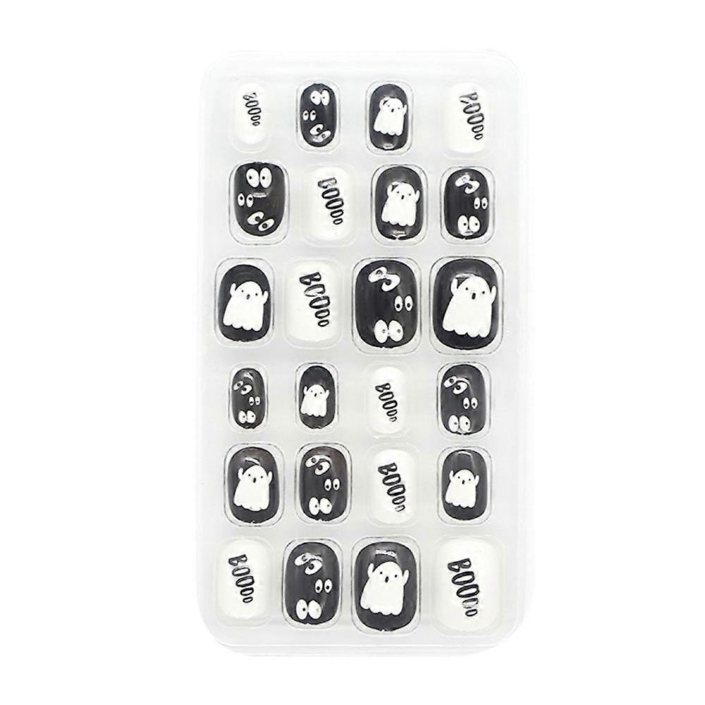 NEWハロウィンネイルフェイクネイルプレスオンと女の子用接着剤
