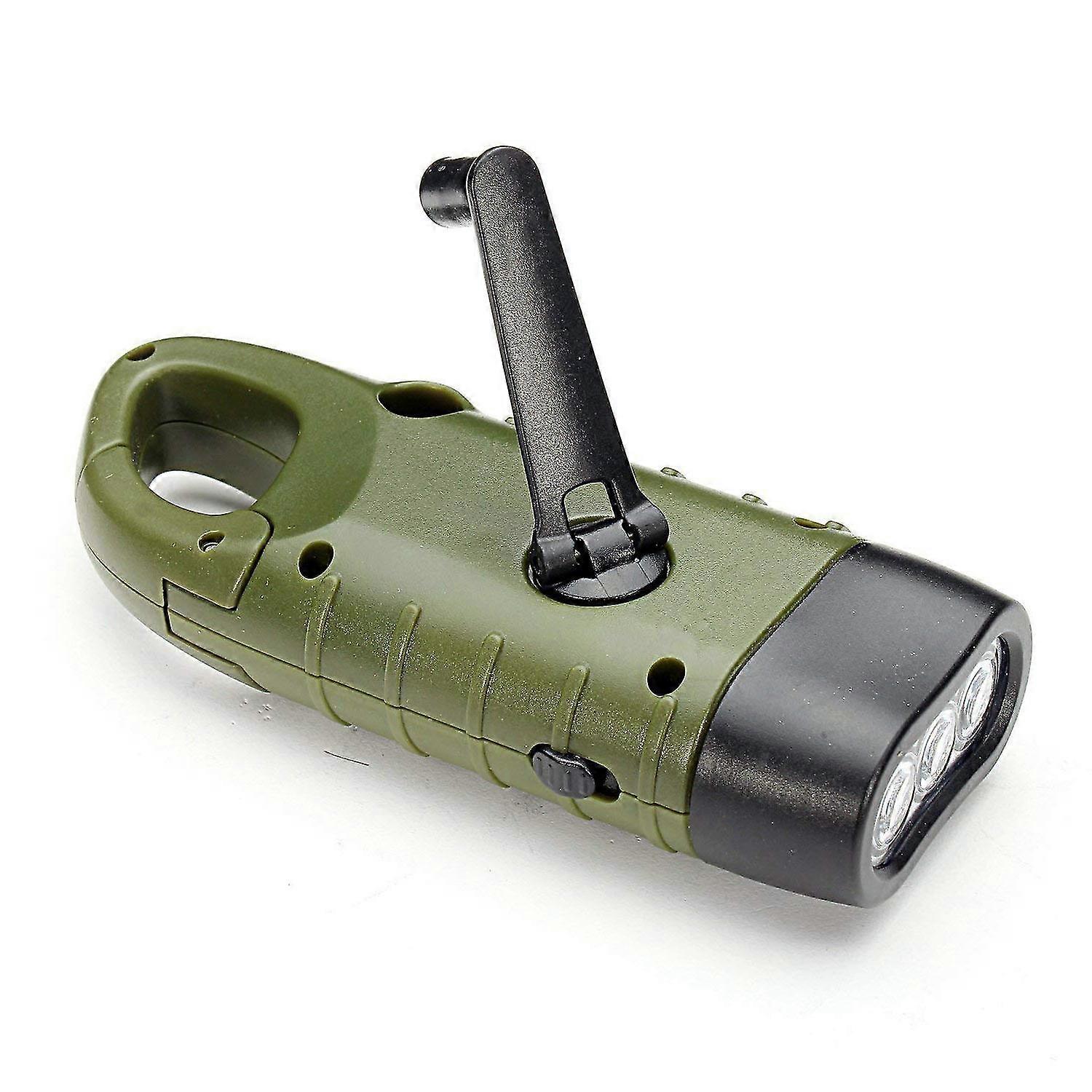 Hand Crank Solar Powered Flashlight Emergency Led Quick Snap Clip TorchFor Camping