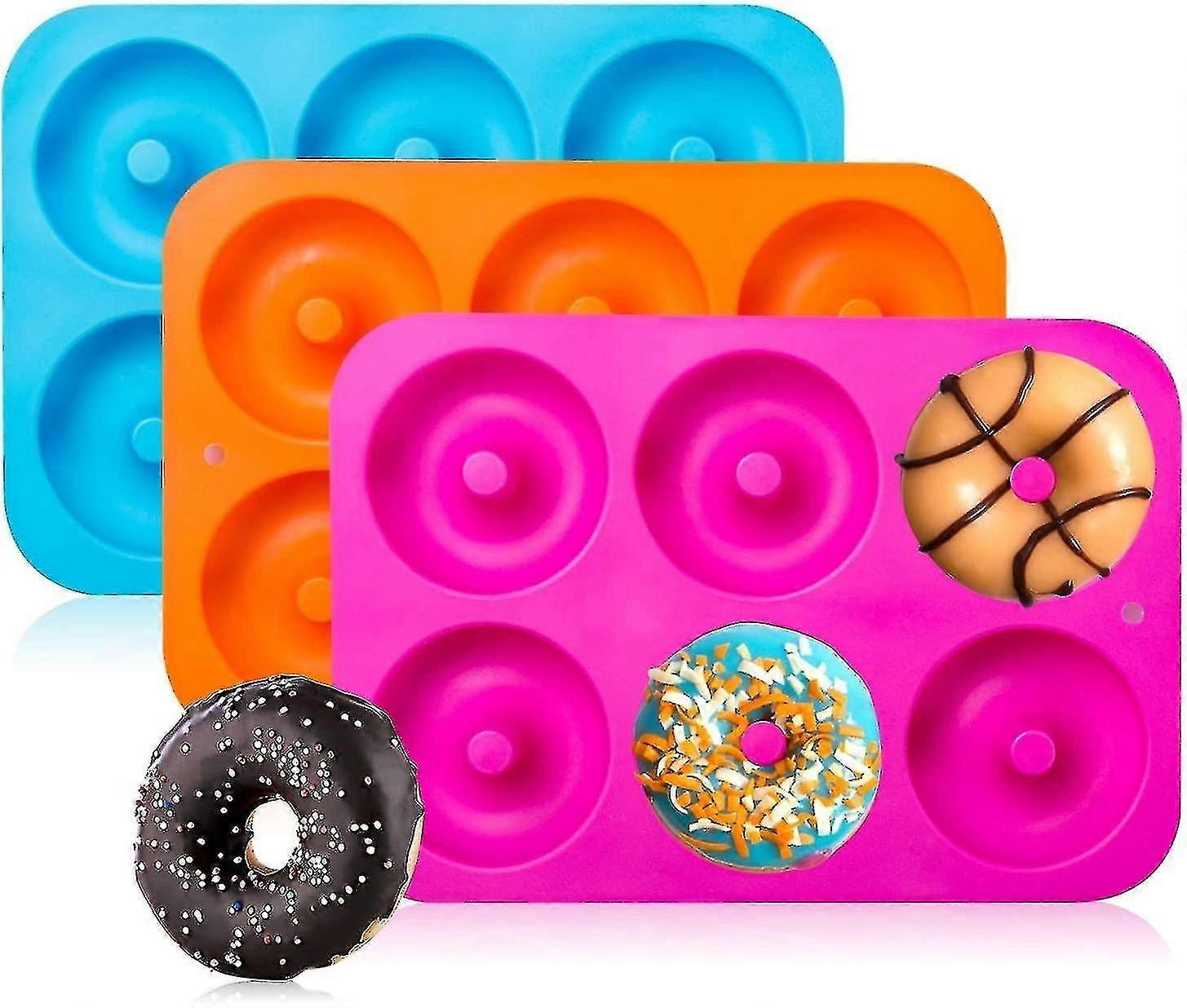 2024 3-pack Silicone Donut Baking Pan Of 100% Nonstick Silicone. Bpa Free Mold Sheet Tray. Makes Perfect