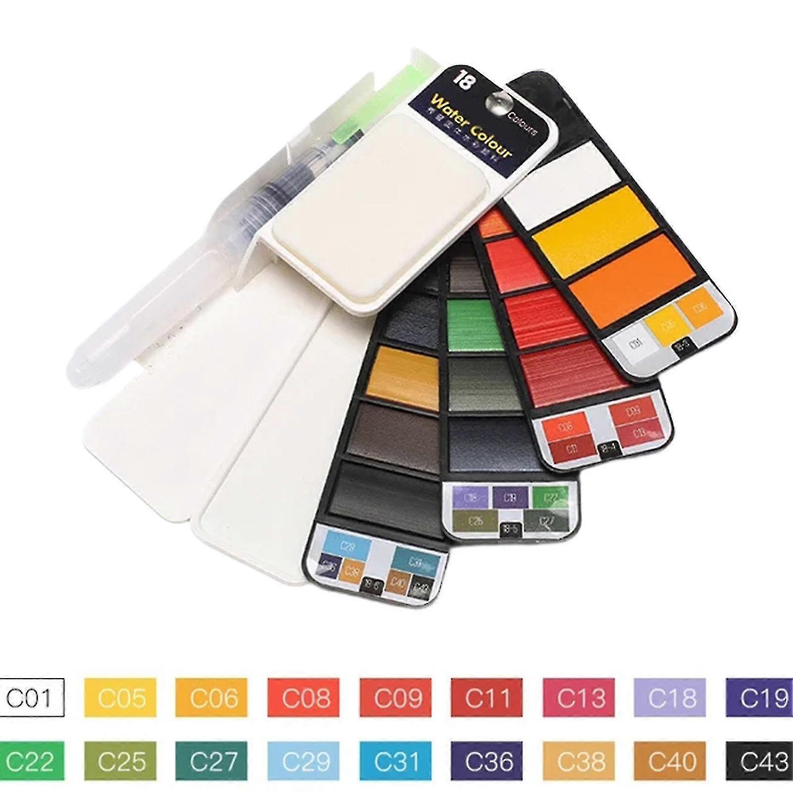 Handy Watercolor Travel Kit Portable Solid-pigment With Absorbent Sponge Palettes For Beginner Ty