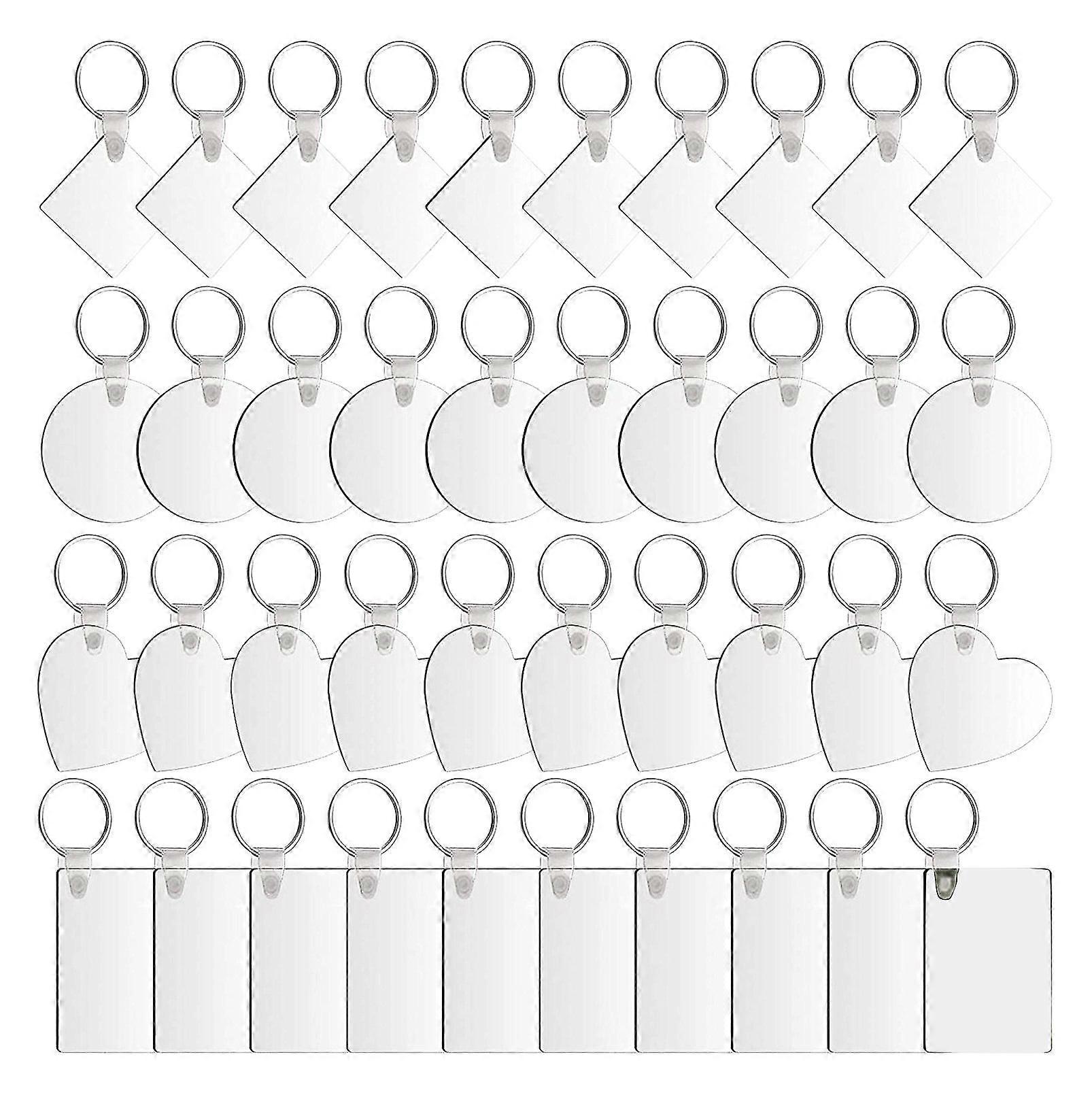 40 Pcs Diy Sublimation Keychains,heat Transfer Keychain With Key Ring