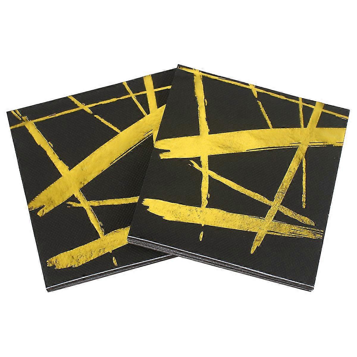 Jinxiu أسود كوكتيل مناديل أسود وذهبي المشروبات ورقة المتاح المناديل لبار العشاء حفلة عيد ميلاد حفل زفاف حفل خطوبة حزب غرادواتيو