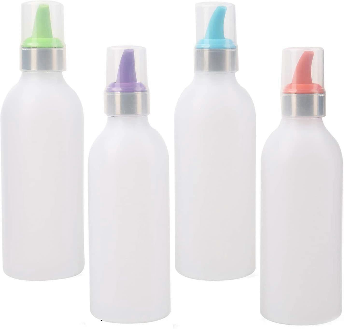 4 Pack Plastic Squeeze Condiment Bottle - Ketchup Bottles With Lids And Colored
