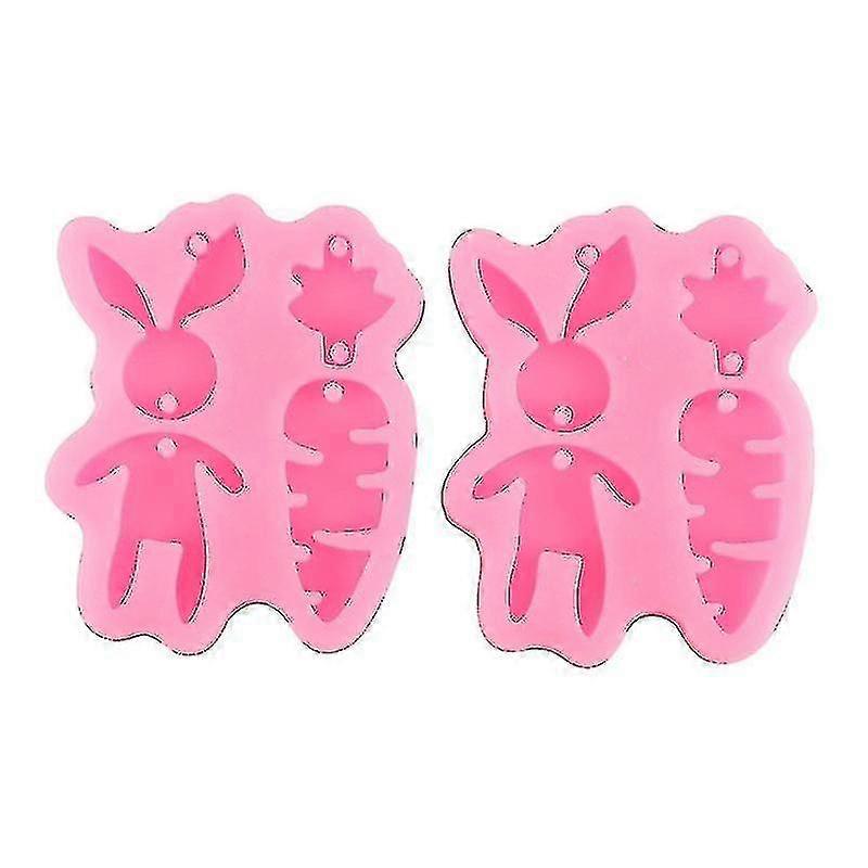 2pcs Silicone Keyring Molds Rabbit And Carrot Shaped Molds Diy Keys Holder Mould