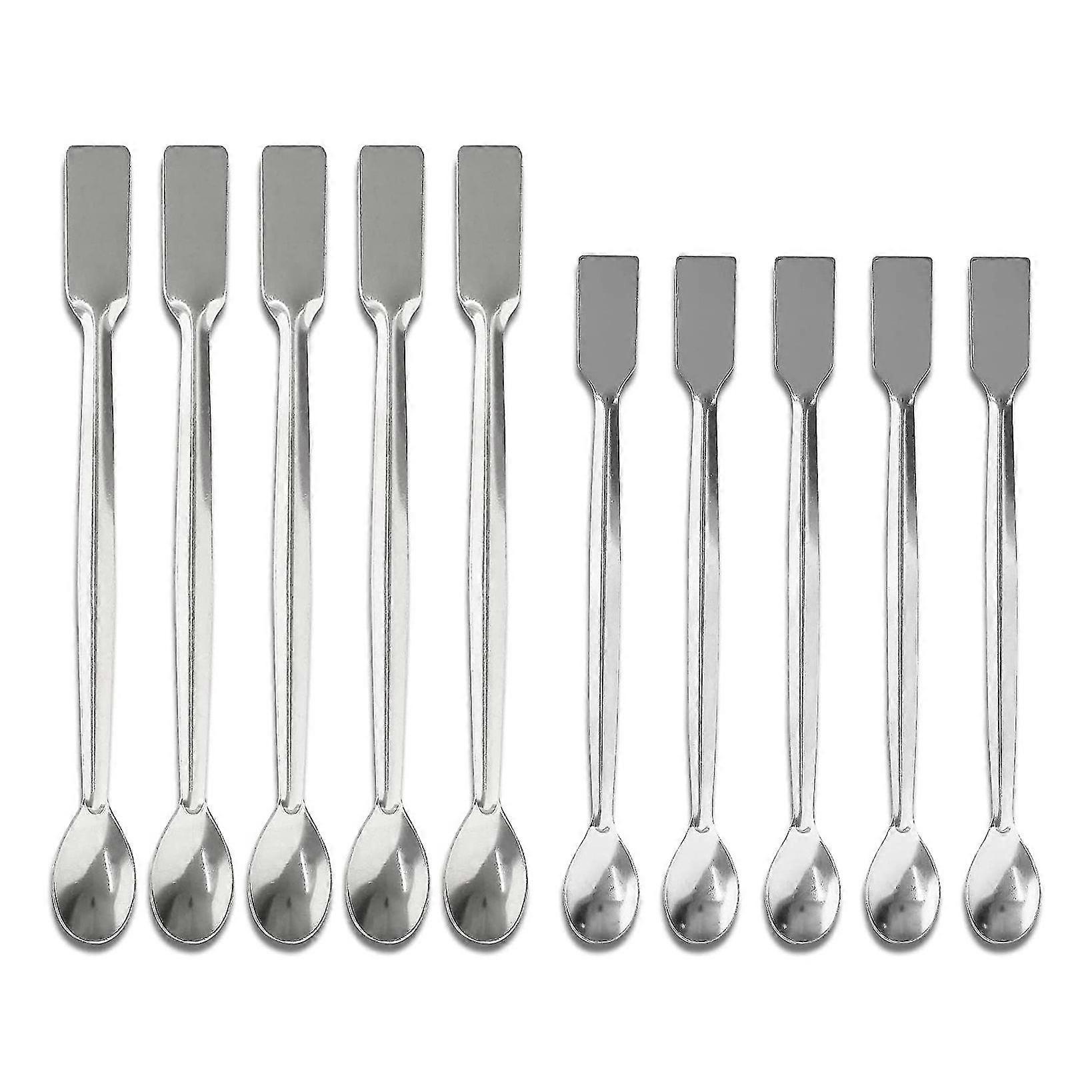 Stainless Steel Lab Scoop 10 Pcs Double Ended Lab Spoon Mini Laboratory Spatula For Reagent Samplin