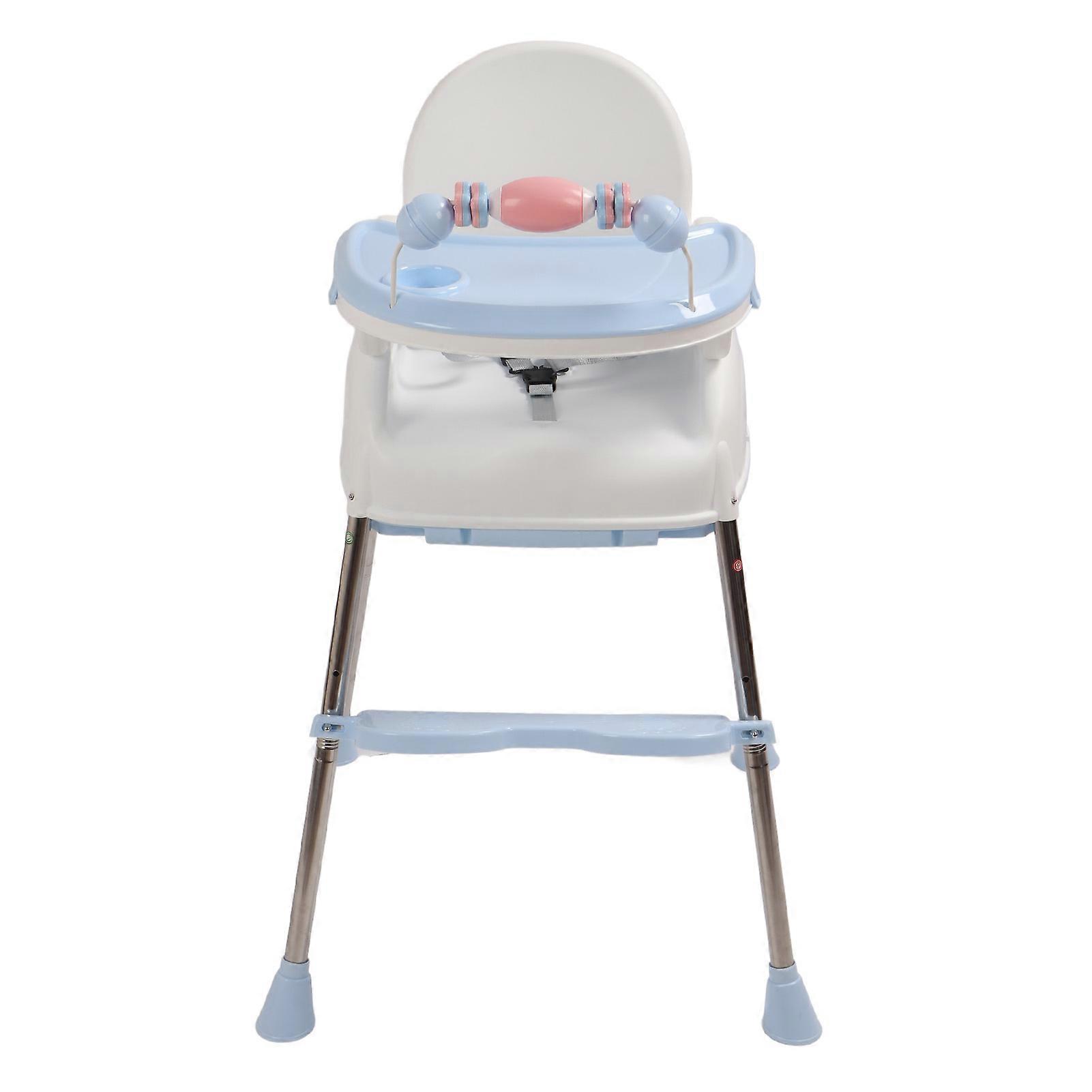 Baby Dining Chair Adjustable Height Tray Feeding Booster Foldable Portable Multifunctional Feeding Chair with Wheel Blue