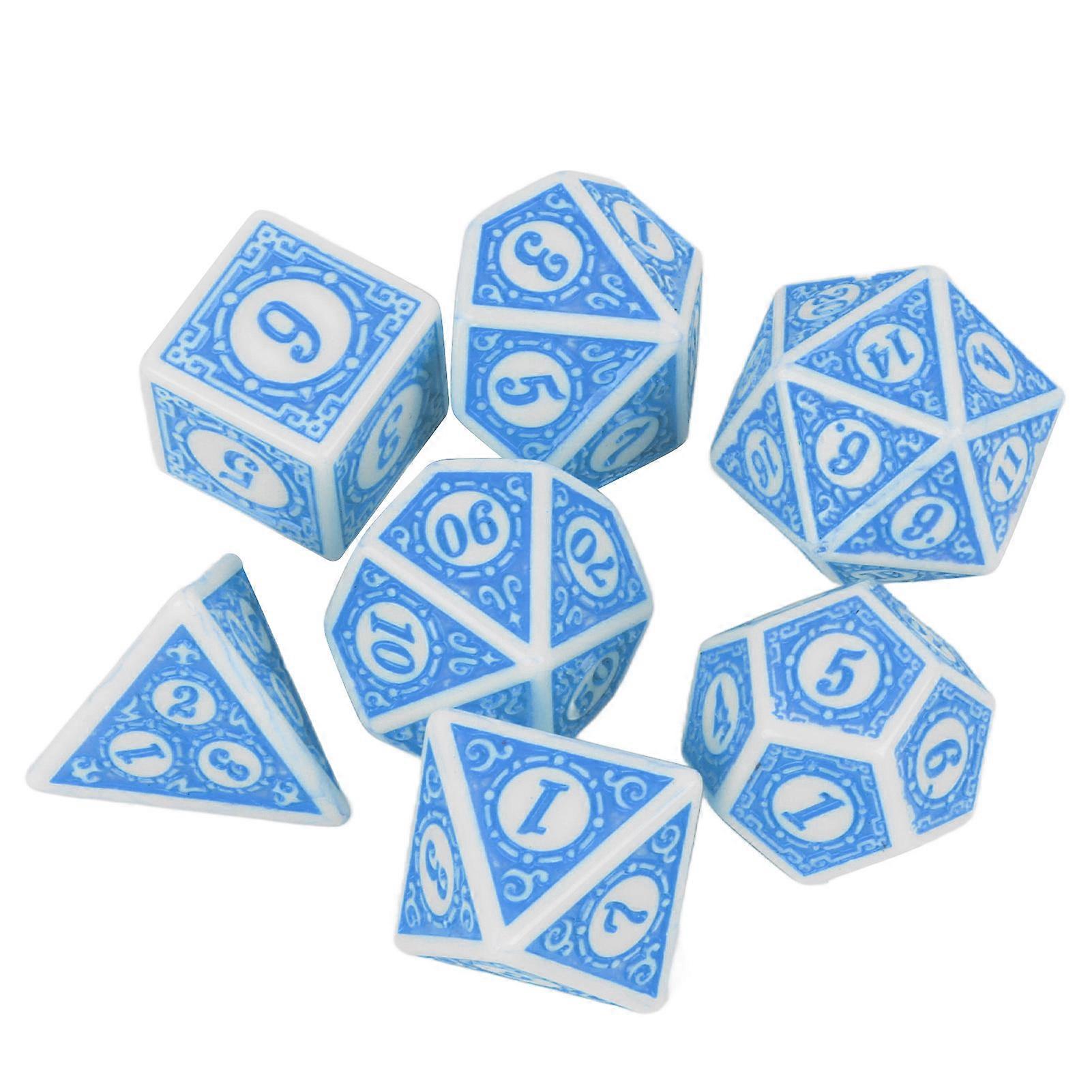 7pcs Polyhedral Dice Set Clear Number Waterproof Portable Table Game Role Playing Game Dice Set Blue